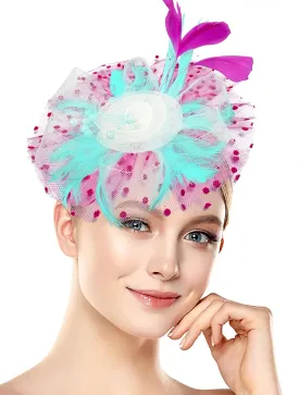 1920s 50s Vintage Fascinators Hat for Women Tea Party Halloween Headband Flower Bridal Shower Weddings Themed Events