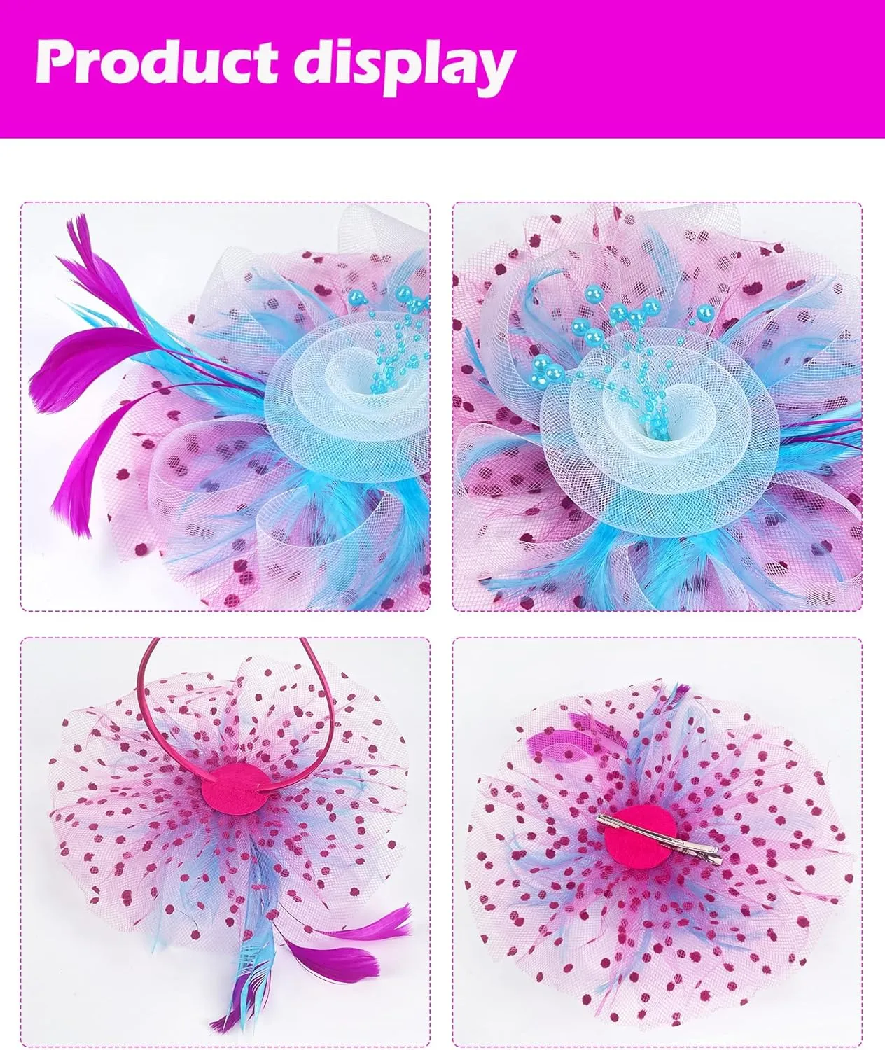 1920s 50s Vintage Fascinators Hat for Women Tea Party Halloween Headband Flower Bridal Shower Weddings Themed Events
