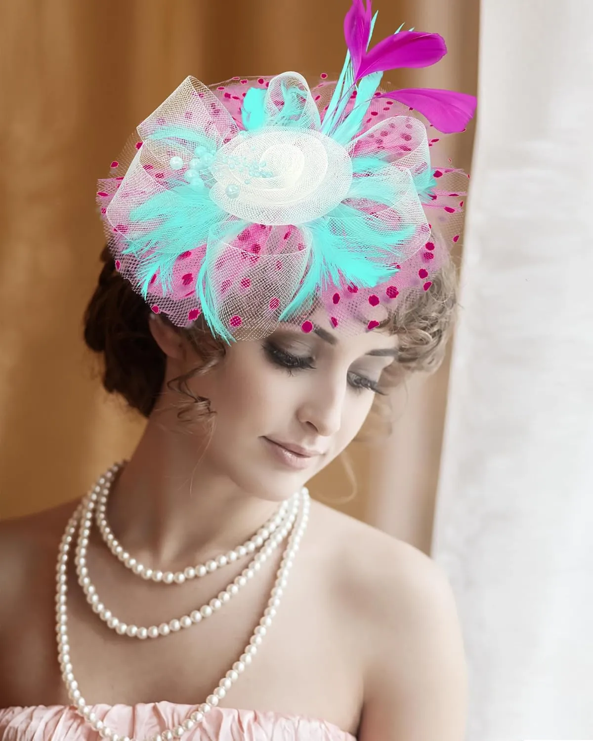1920s 50s Vintage Fascinators Hat for Women Tea Party Halloween Headband Flower Bridal Shower Weddings Themed Events