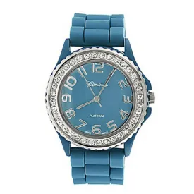 2017 Hot!  Fashion simple Leisure Platinum Accented Silicon Blue Watch, Large Face wholesale  Apr16
