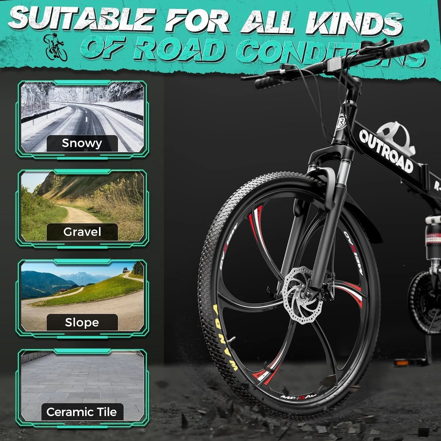 26 Inch Adult Folding Mountain Bike, 21 Speed Foldable Bicycle with Full Suspension, Dual Disc Brake, High Carbon Steel Frame, Folding Bikes for Men/Women/Teen