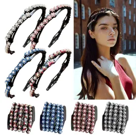 4 Pcs Retractable Pocket Headbands - Non Slip Portable Telescopic Hair Hoops,Foldable Headbands for Women Washing Makeup Travel Outdoor, Fashion Hair Accessories(4 Colors)