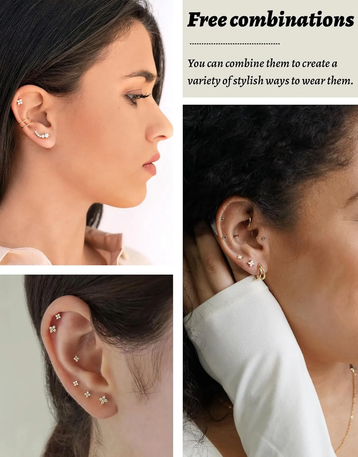5 Pairs Gold Stud Earrings for Women Hypoallergenic 925 Sterling Silver Cartilage Earrings Trendy 14K Gold Plated Pearl Star Heart Diamond CZ Earring Sets for Multiple Piercing Cute Stacks Jewelry