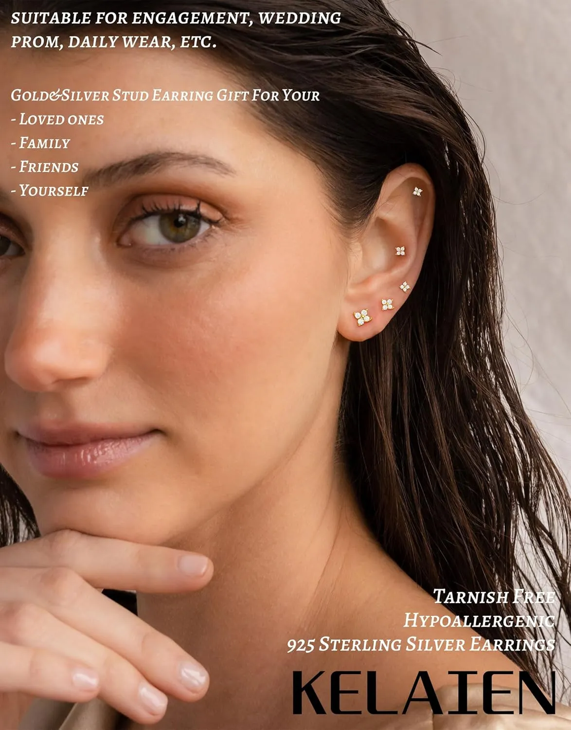 5 Pairs Gold Stud Earrings for Women Hypoallergenic 925 Sterling Silver Cartilage Earrings Trendy 14K Gold Plated Pearl Star Heart Diamond CZ Earring Sets for Multiple Piercing Cute Stacks Jewelry