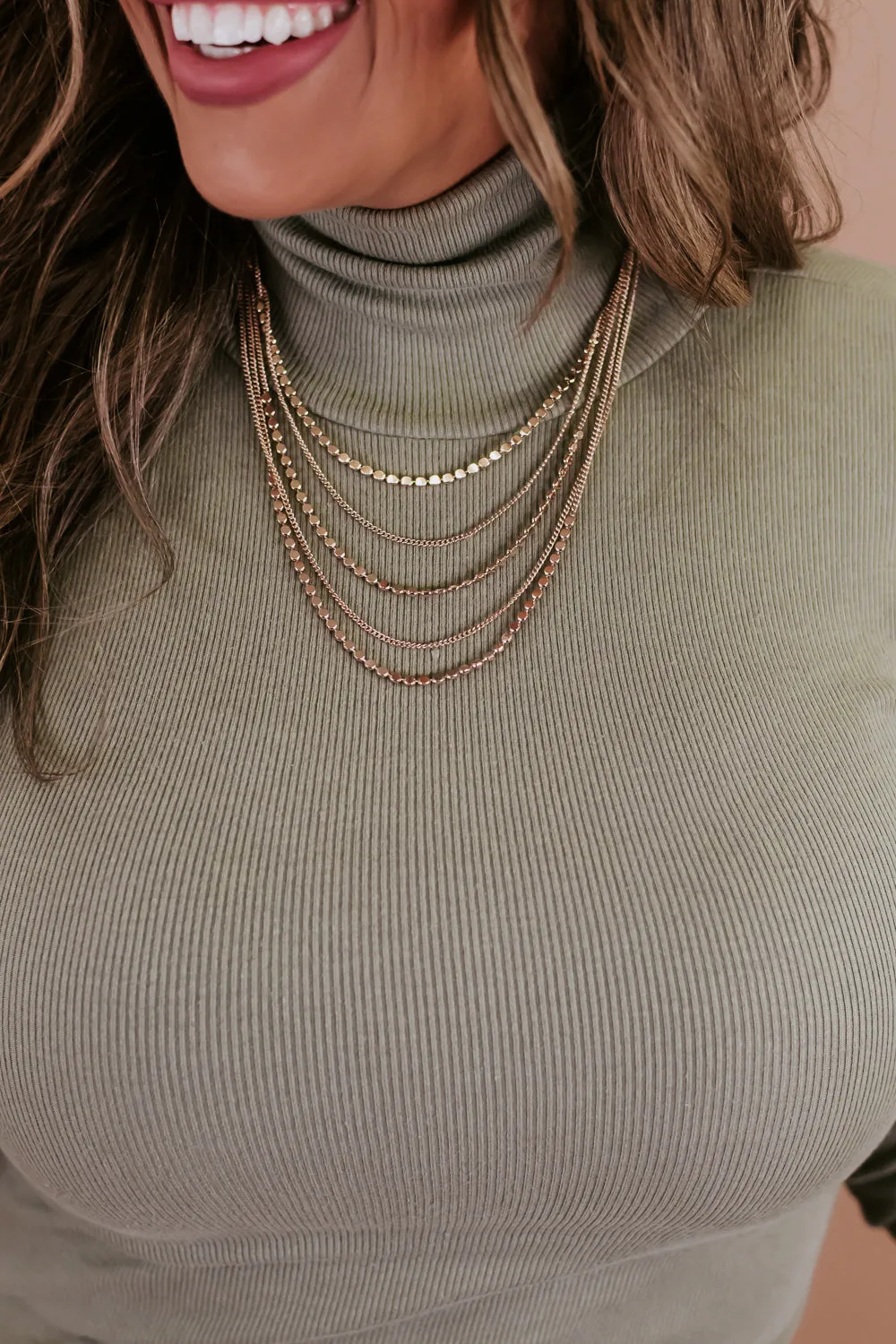 5 Row Layered Choker, Gold