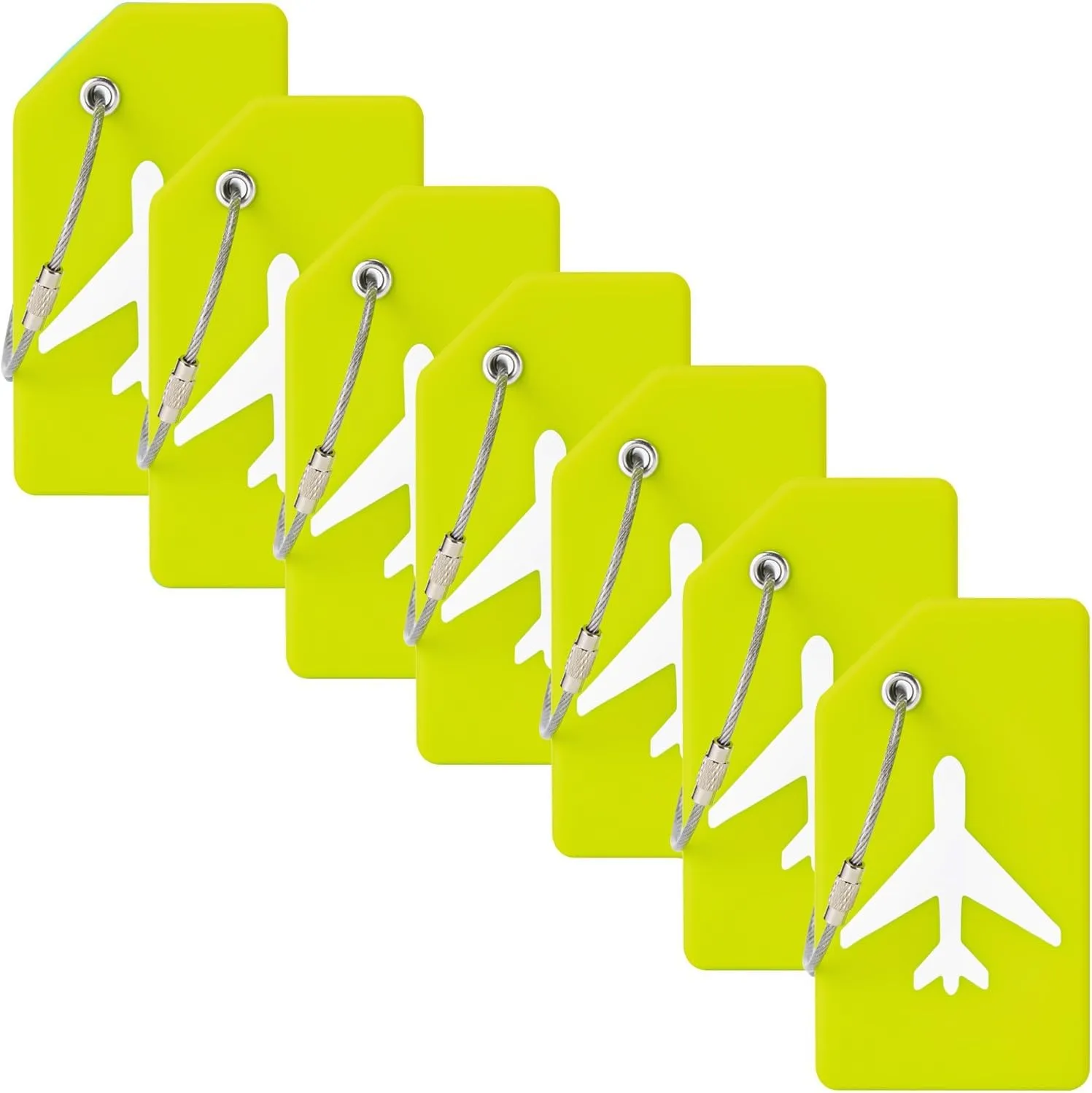 7 Pack Silicone Luggage Tag Travel Suitcase Tags with Name ID Card Perfect to Quickly Spot Baggage Handbag (Grass Green