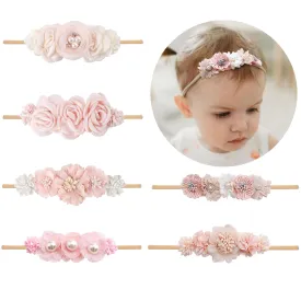 Baby Girls Headbands Flower Headband 6 Pcs Nylon Elastic Headbands Newborn Hair Bows Hair Accessories Gifts for Infant Toddlers Kids