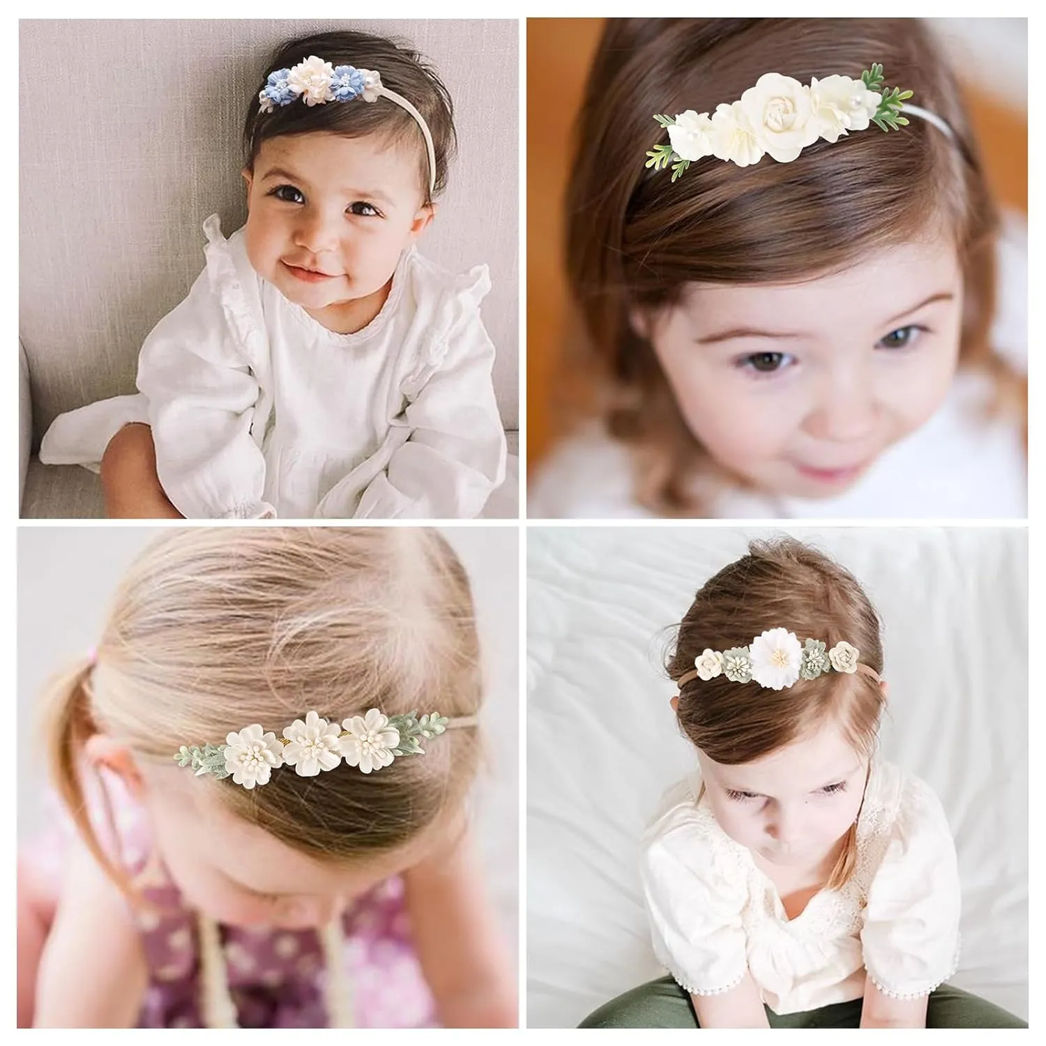 Baby Girls Headbands Flower Headband 6 Pcs Nylon Elastic Headbands Newborn Hair Bows Hair Accessories Gifts for Infant Toddlers Kids