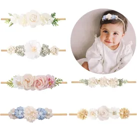 Baby Girls Headbands Flower Headband 6 Pcs Nylon Elastic Headbands Newborn Hair Bows Hair Accessories Gifts for Infant Toddlers Kids