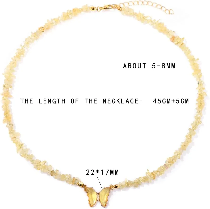 Bohemian Crystal Butterfly Necklaces Stress Relief Anxiety Yoga Pendant,Healing Natural Stone Mantra Choker for Women Teen Girls Friendship Birthday Mothers Day Gift Summer Beach Jewelry