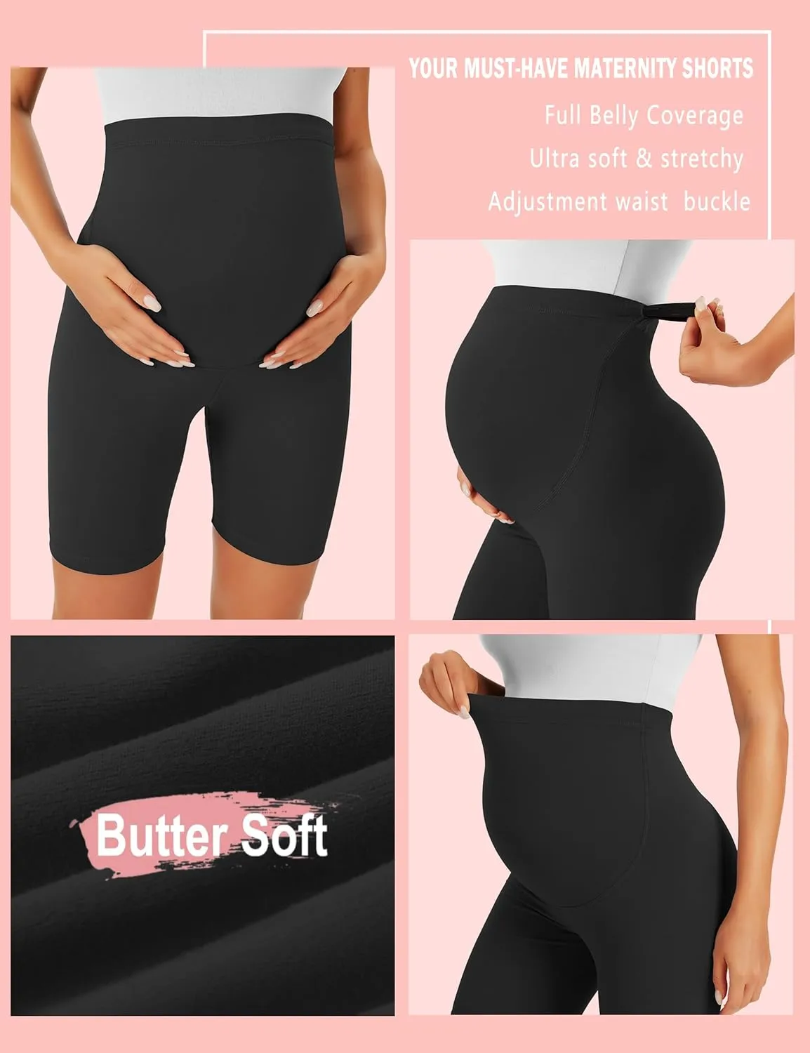 BONVIGOR Maternity Shorts Over The Belly - 5" Biker Workout Yoga Active Athletic Pregnancy Short Pants Lounge Pajama