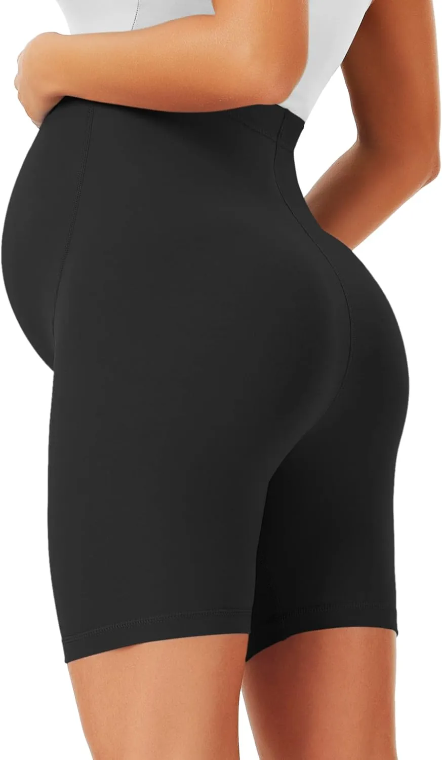 BONVIGOR Maternity Shorts Over The Belly - 5" Biker Workout Yoga Active Athletic Pregnancy Short Pants Lounge Pajama