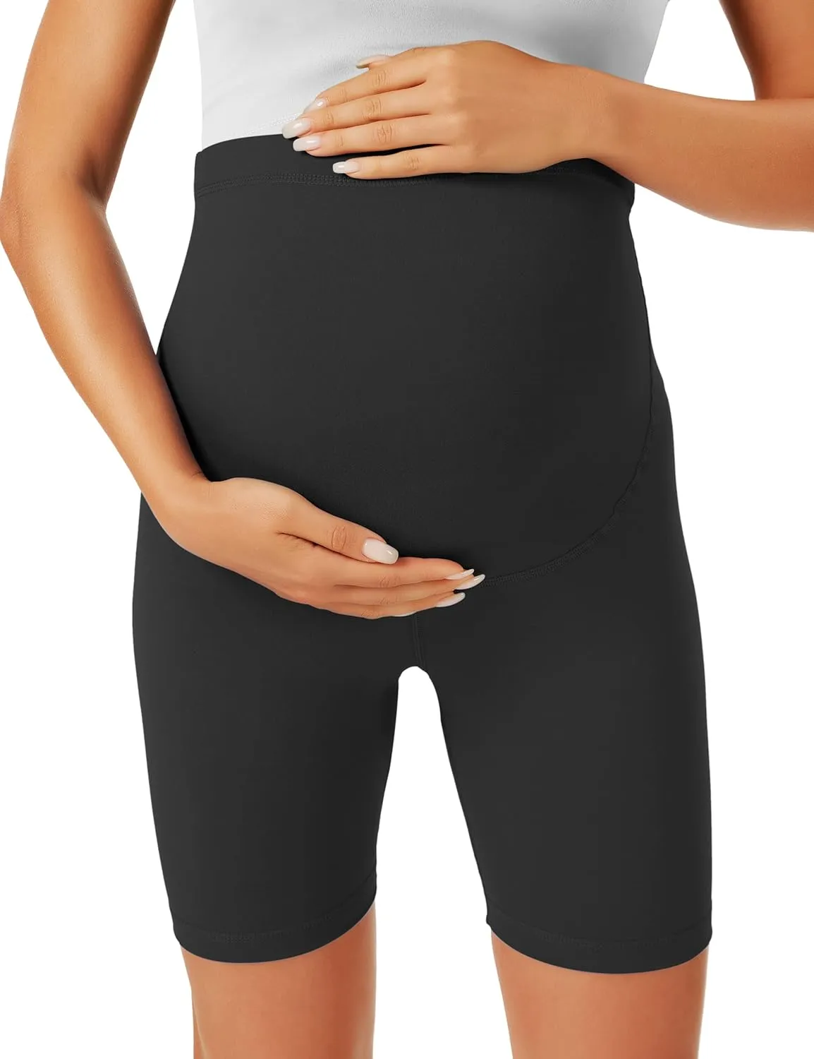 BONVIGOR Maternity Shorts Over The Belly - 5" Biker Workout Yoga Active Athletic Pregnancy Short Pants Lounge Pajama
