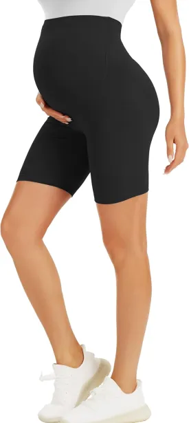 BONVIGOR Maternity Shorts Over The Belly - 5" Biker Workout Yoga Active Athletic Pregnancy Short Pants Lounge Pajama