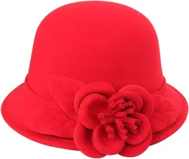 Bowler Fedora Hat with Rolled Brim Classic Wool Hats for Man Woman Halloween Prop Party Wedding Hat (C, One Size)