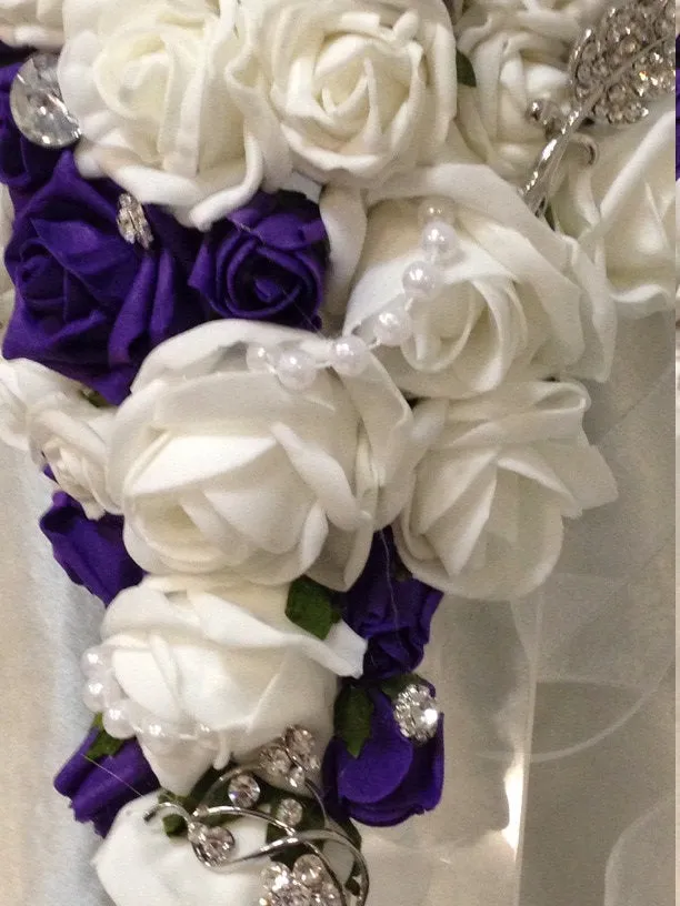 brooch bouquet  with artifical foam roses