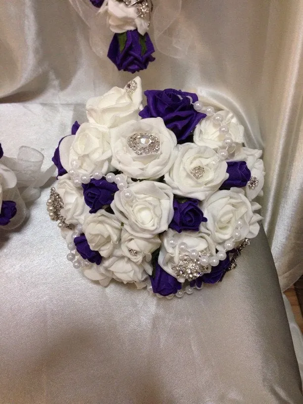 brooch bouquet  with artifical foam roses