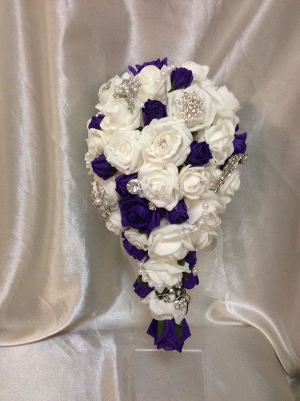 brooch bouquet  with artifical foam roses