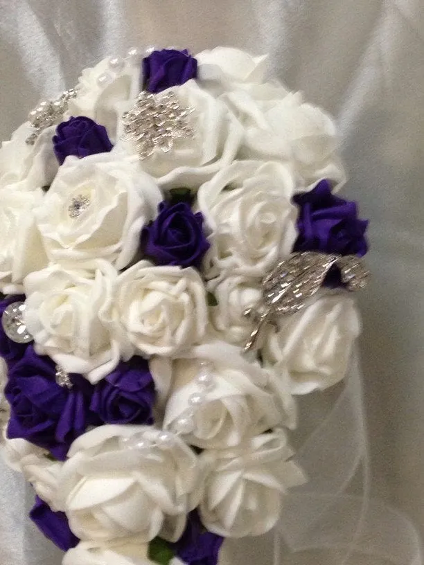 brooch bouquet  with artifical foam roses
