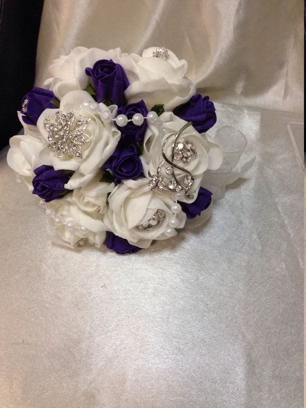 brooch bouquet  with artifical foam roses