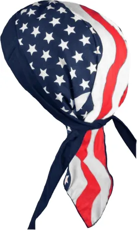 Buy Caps and Hats American Flag Doo-Rag Skull-Cap USA Made with Sweatband Chemo Du-Bandana
