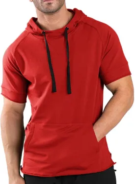 COOFANDY Men's Short Sleeve Hoodie Workout Gym Sweatshirt Muscle Fit Fashion Athletic Hoodies Pullover Cotton Hooded T-Shirts