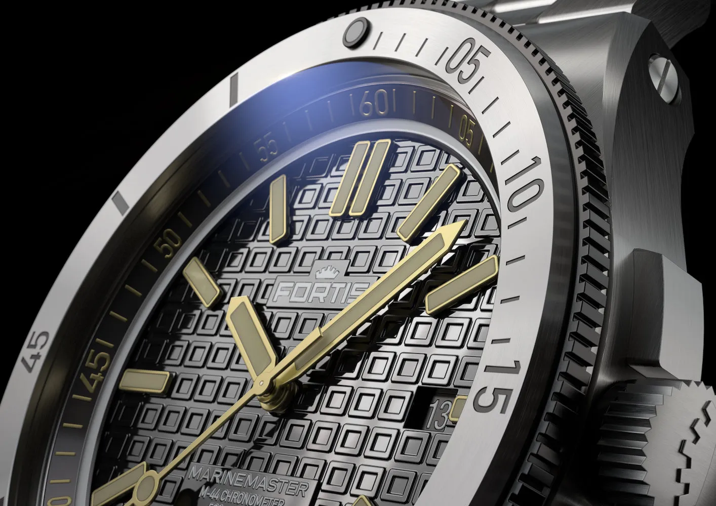FOR Watch Marinemaster M 44 Black Resin Bracelet