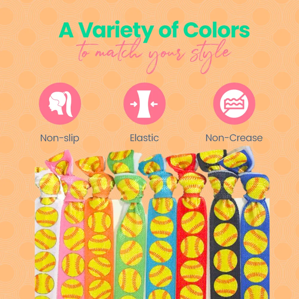 Girls Softball Hair Ties Set - Multicolor