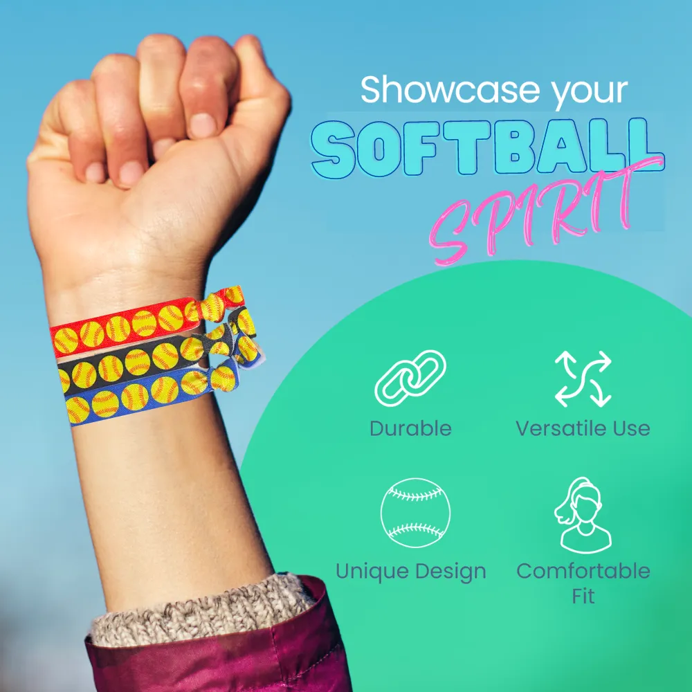 Girls Softball Hair Ties Set - Multicolor