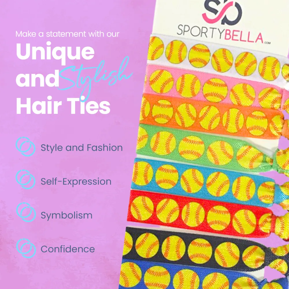 Girls Softball Hair Ties Set - Multicolor