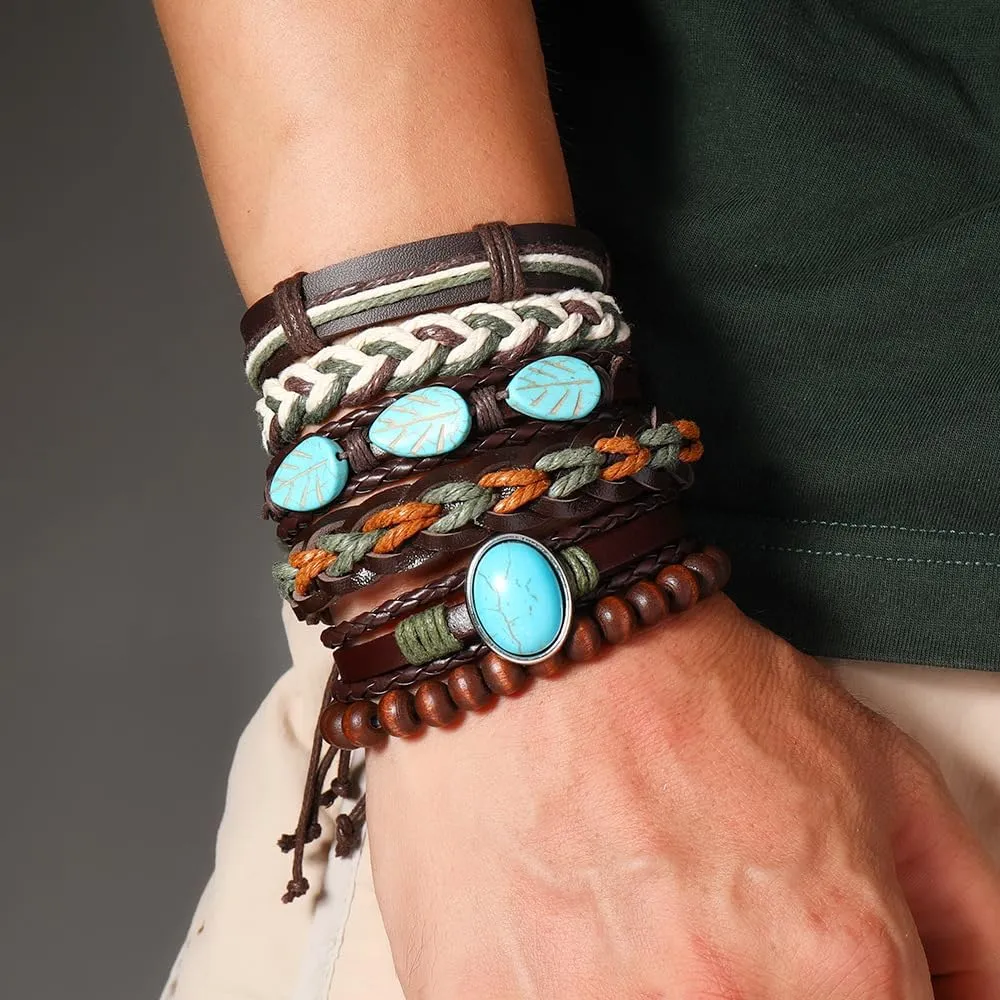 Gothic Bracelet Adjustable Punk Braided Leather Multilayer Grunge Set Bracelets Emo Metal Cuff Wrap Bangles Meaningful Gift