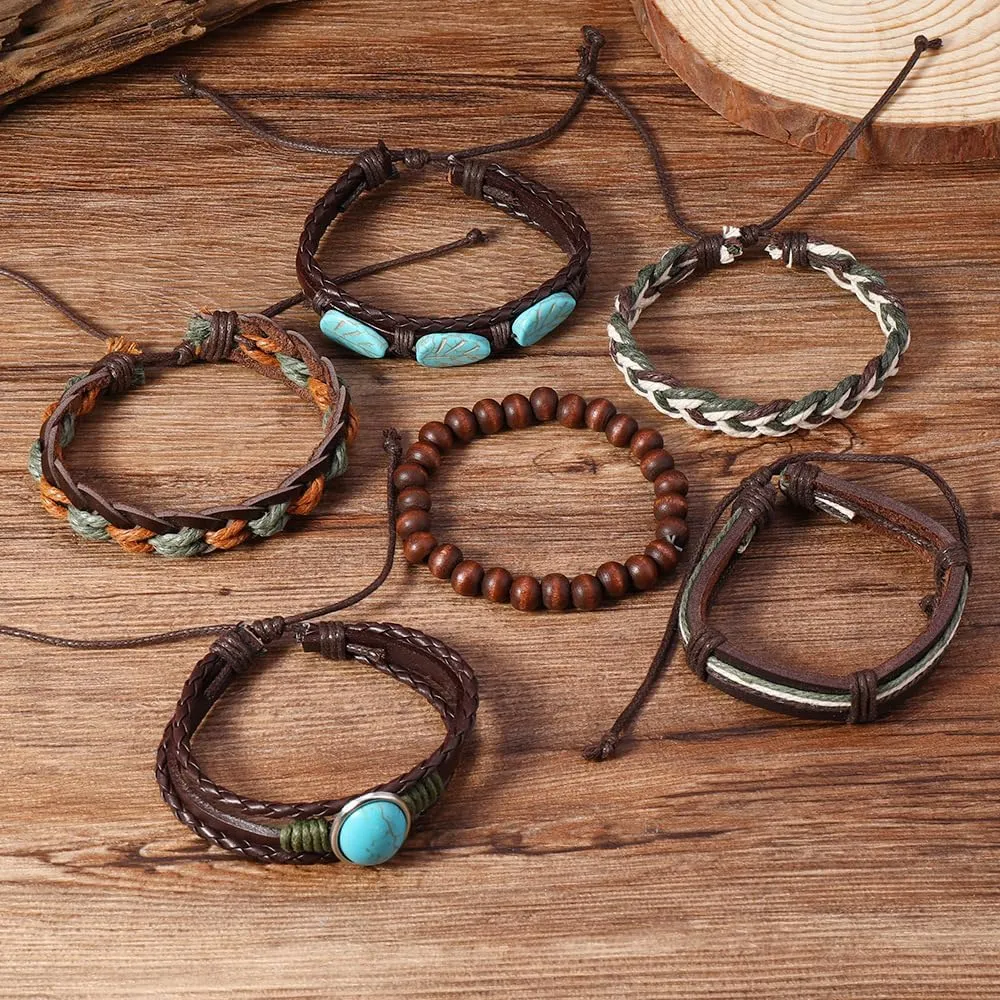 Gothic Bracelet Adjustable Punk Braided Leather Multilayer Grunge Set Bracelets Emo Metal Cuff Wrap Bangles Meaningful Gift