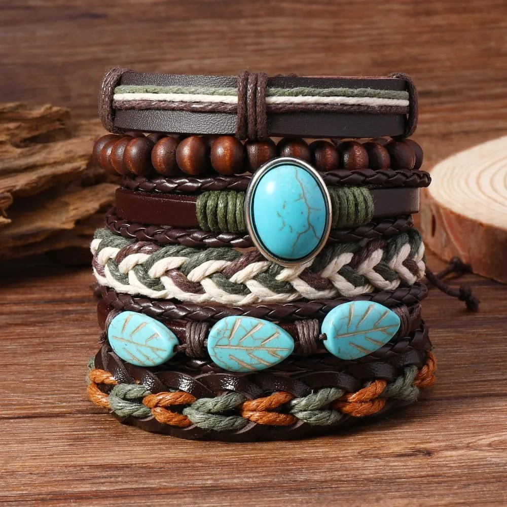 Gothic Bracelet Adjustable Punk Braided Leather Multilayer Grunge Set Bracelets Emo Metal Cuff Wrap Bangles Meaningful Gift