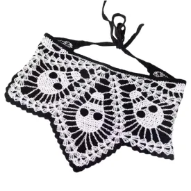 Halloween Crochet Hair Bandanas  Gothic Headband with Spider Web Skull  Knitted Headscarf for Women Girls Hair Accessories Gift (Black Skull, Medium)