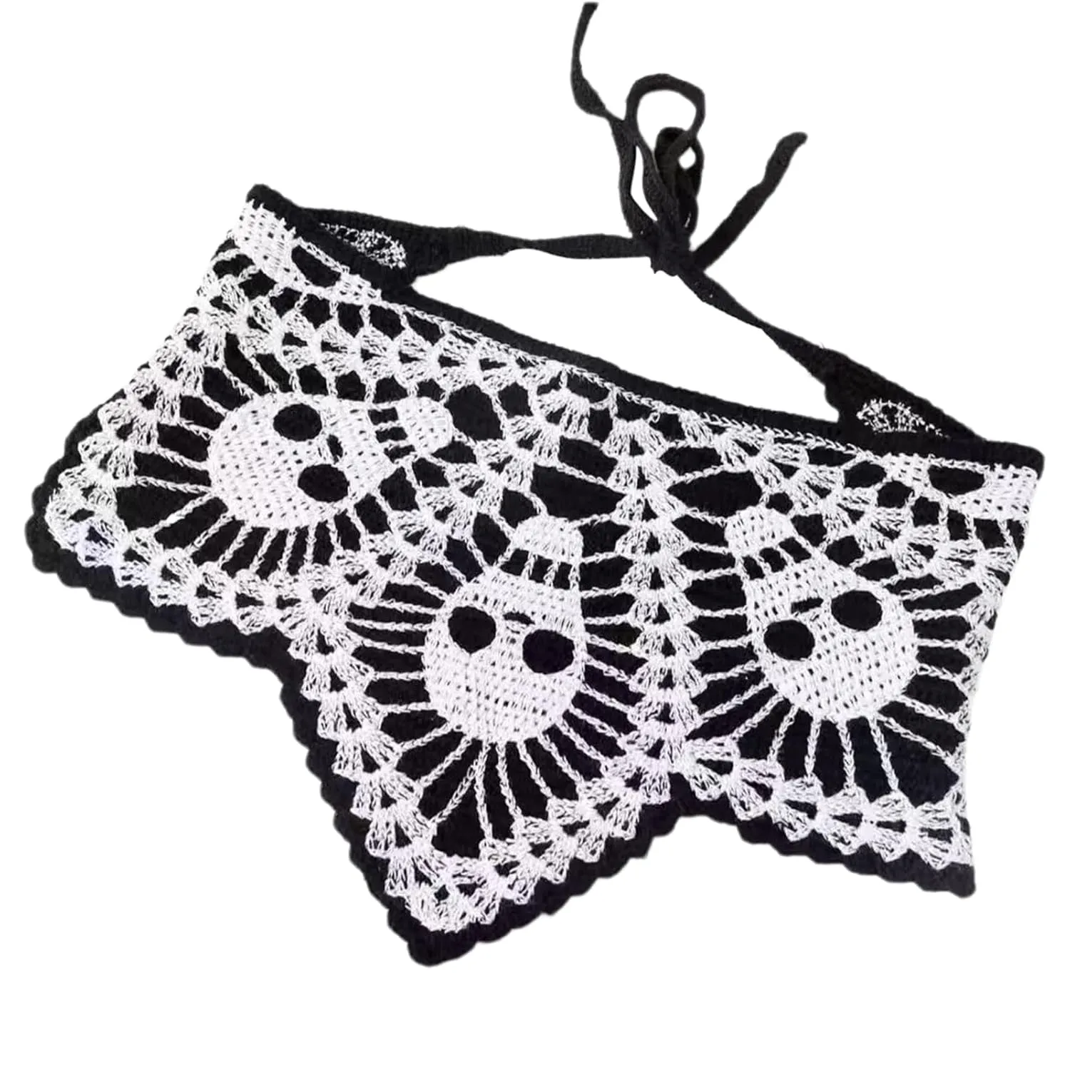 Halloween Crochet Hair Bandanas  Gothic Headband with Spider Web Skull  Knitted Headscarf for Women Girls Hair Accessories Gift (Black Skull, Medium)
