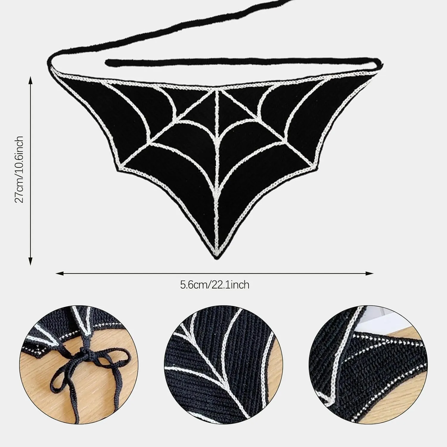 Halloween Crochet Hair Bandanas  Gothic Headband with Spider Web Skull  Knitted Headscarf for Women Girls Hair Accessories Gift (Black spider web, Medium)