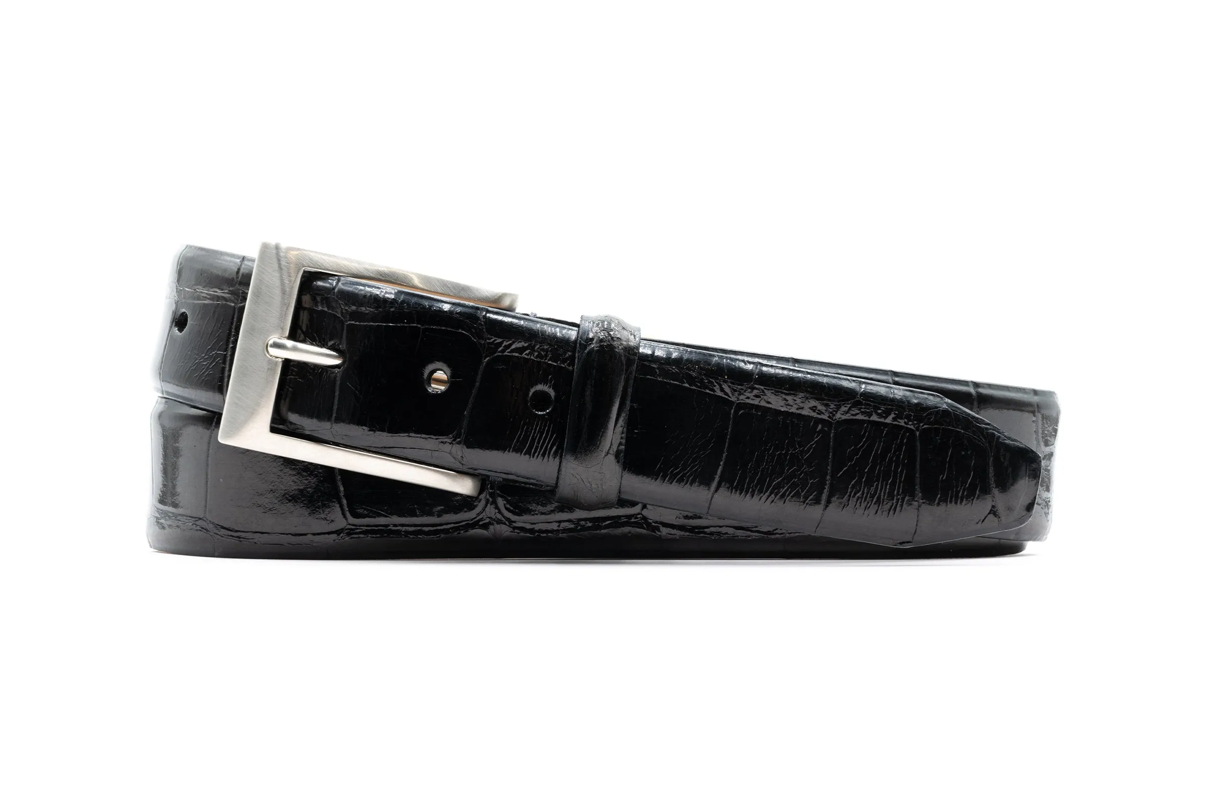 Hand Glazed American Alligator Belt - Black