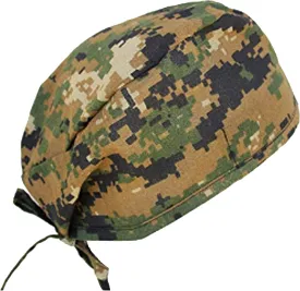 Hiphopville Military ACU Digital Green/Brown Camo Scrub Cap Doctors Bandana with Tie
