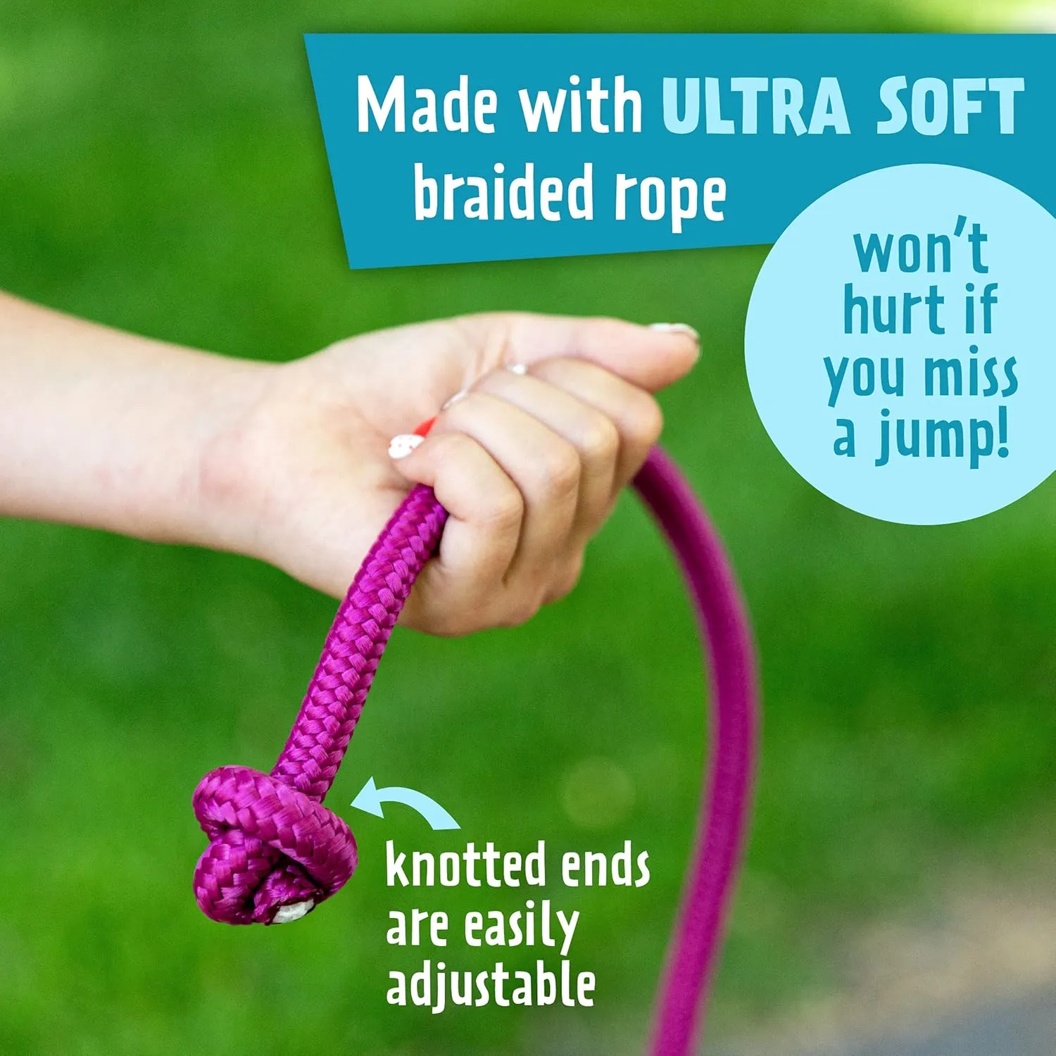 Just Jump It 8' Foot Single Jump Rope for Kids Women and Men - Active Outdoor Youth Fitness Excersing Equipment - Braided Nylon Gym Accessories