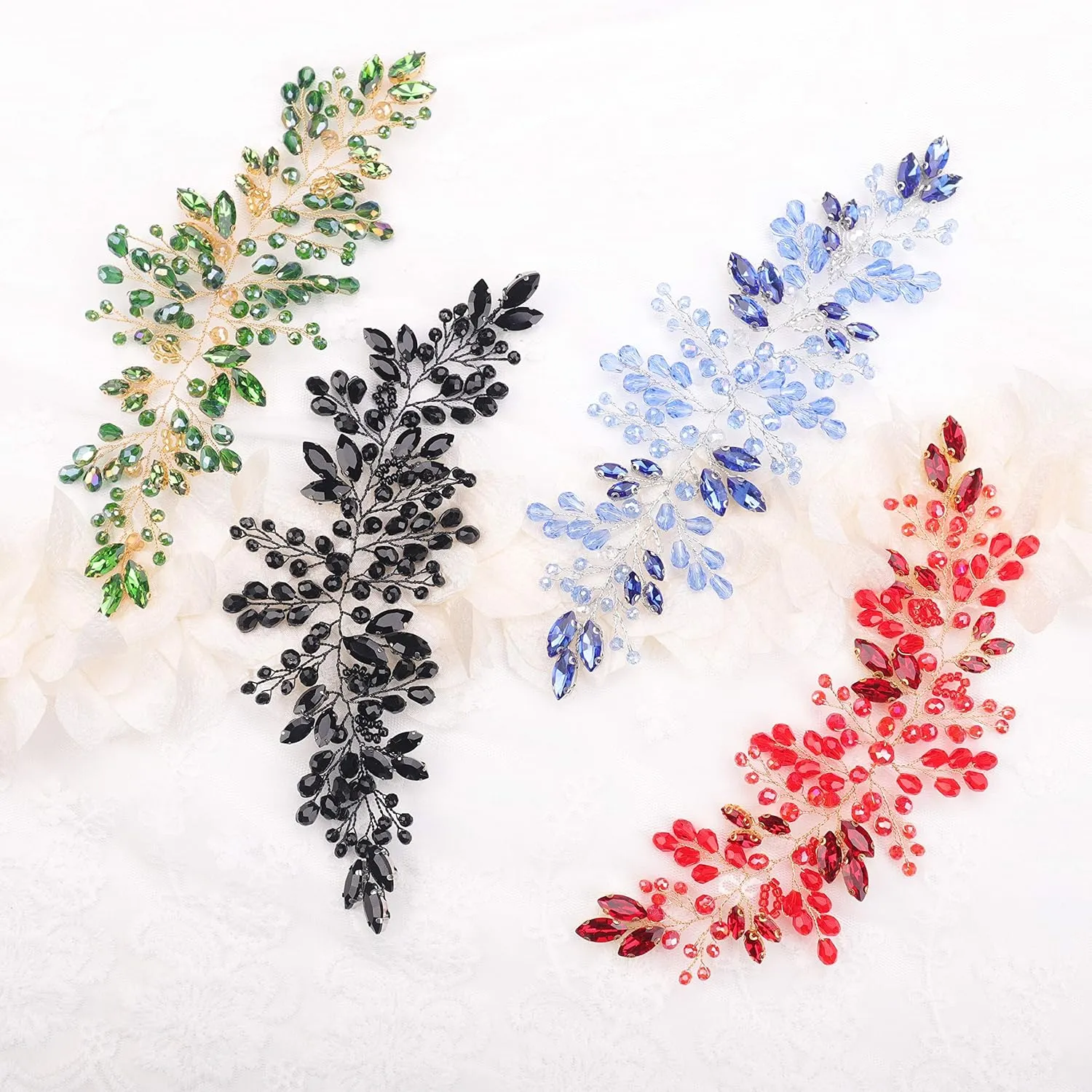 Kercisbeauty Bride Hair Accessories Black Crystal Hair Vine Gold Headband Evening Party Prom Women Hair Piece Vintage Wedding (Black)