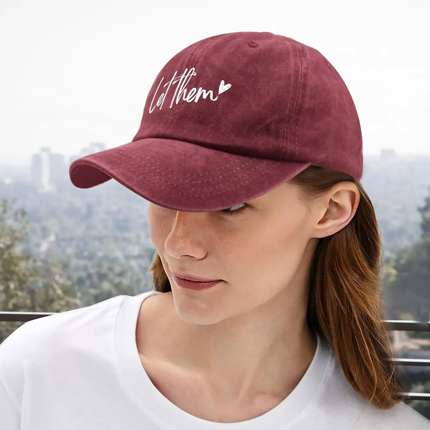 Let Them Funny hat for Men Funny Vintage Cotton Washed Baseball Caps Adjustable Dad Hat Crazy