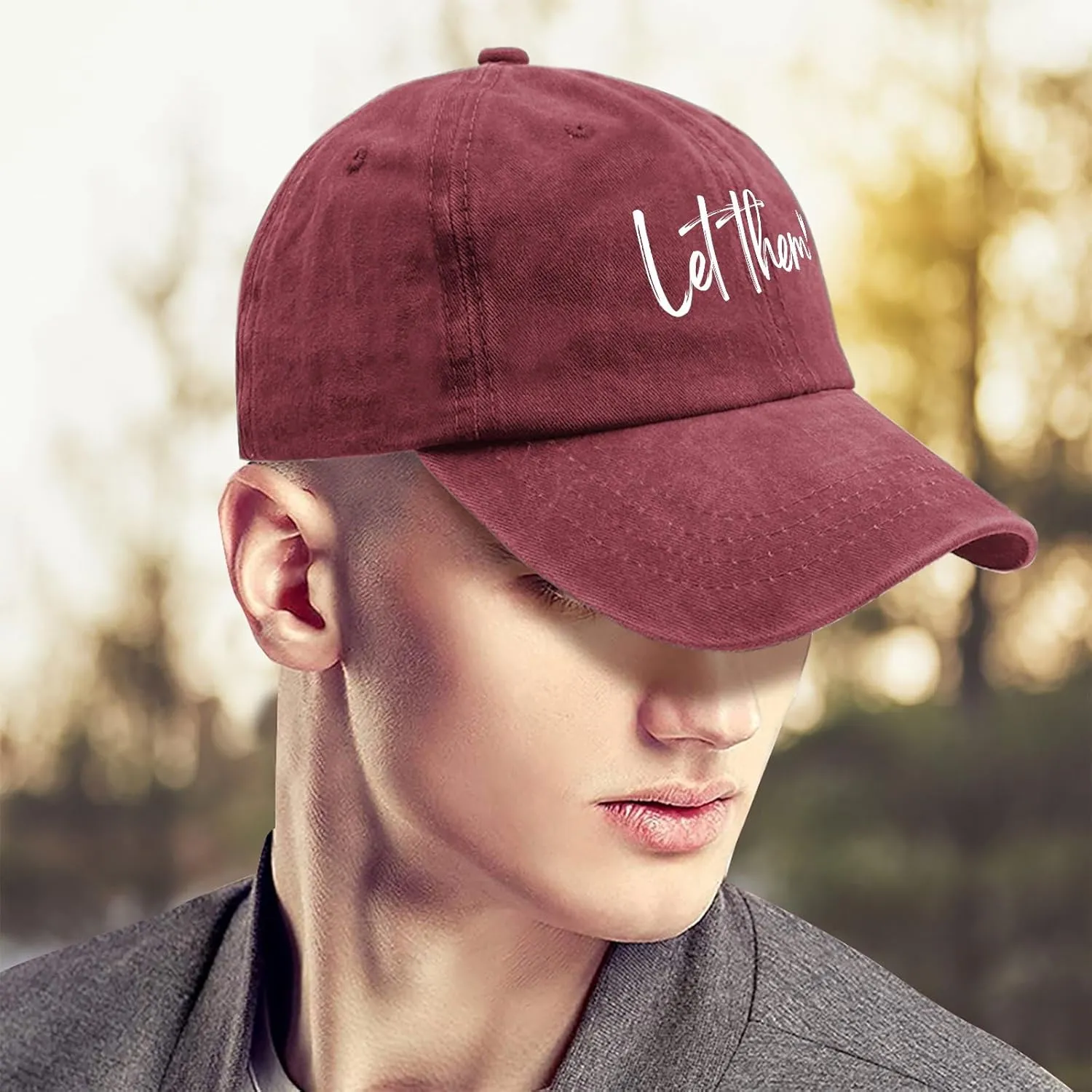 Let Them Funny hat for Men Funny Vintage Cotton Washed Baseball Caps Adjustable Dad Hat Crazy