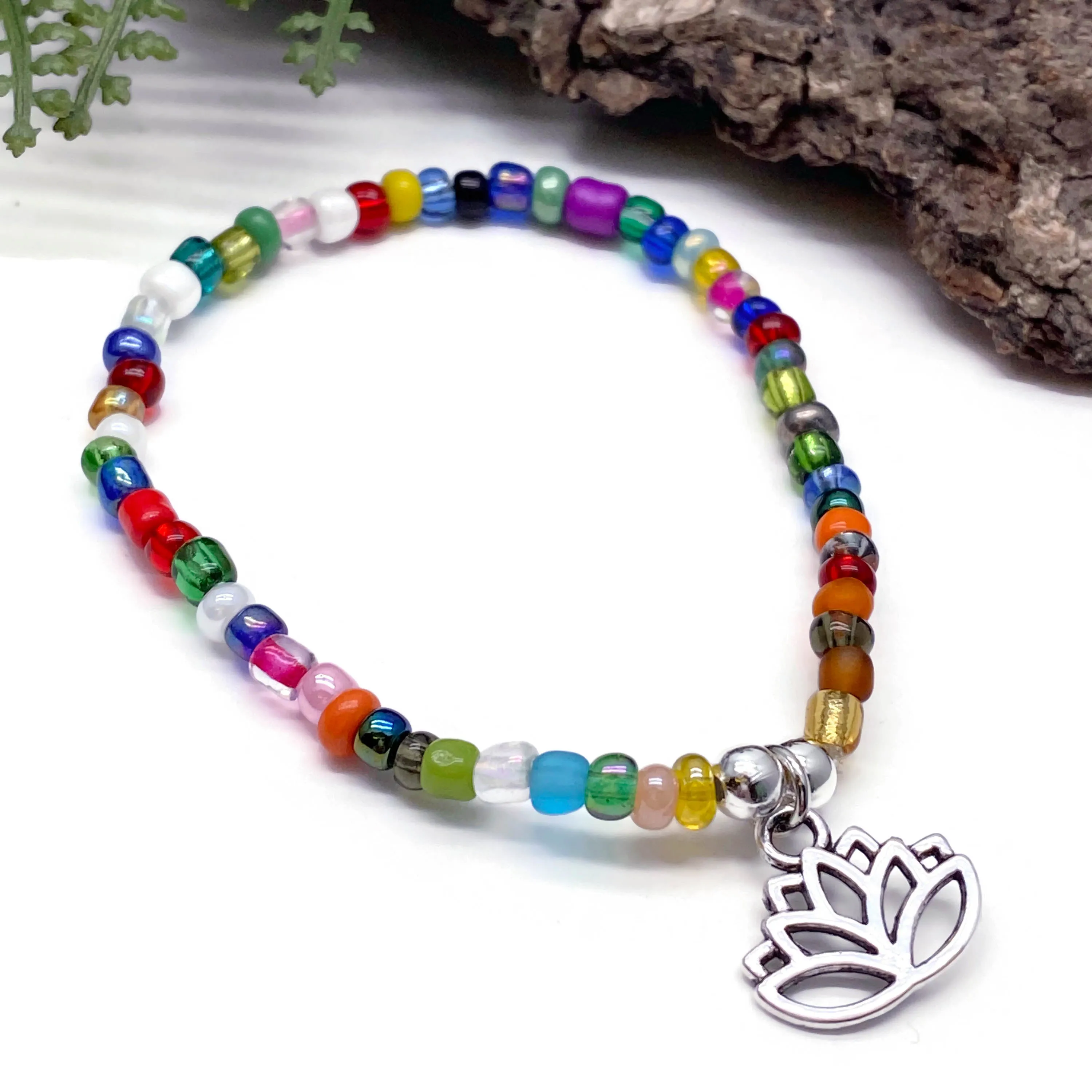 Lotus Flower Charm Bracelet - Colour Choice