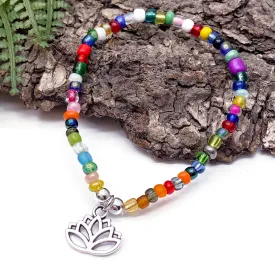 Lotus Flower Charm Bracelet - Colour Choice