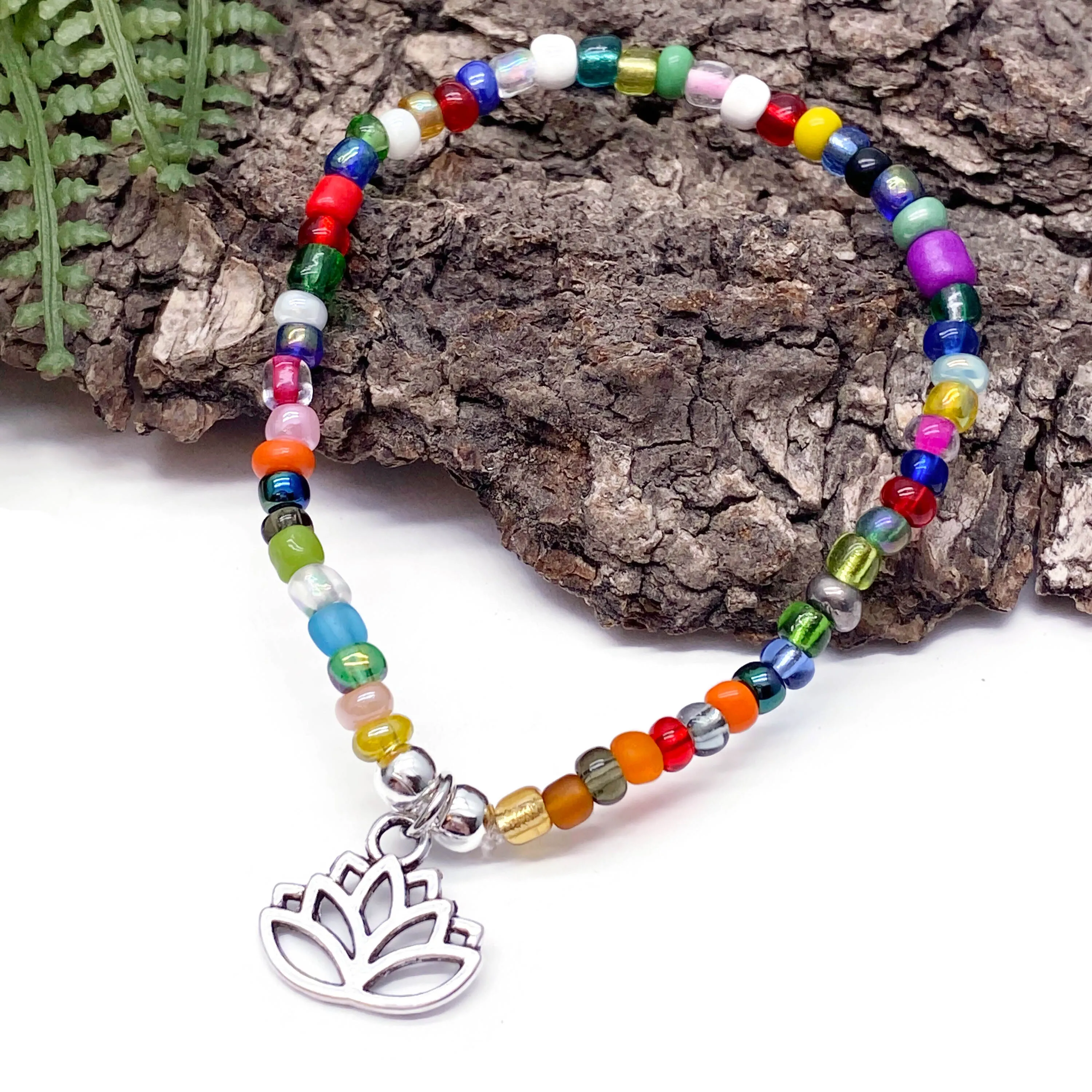 Lotus Flower Charm Bracelet - Colour Choice