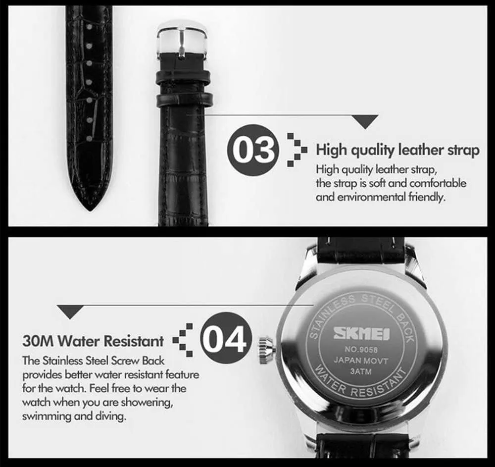 MASTOP Mens Womens Quartz Watch Roman Numeral Business Casual Fashion Analog Wrist Watch Classic Calendar Date Window 30M Waterproof Comfortable Leather Watches
