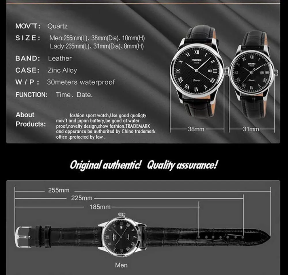 MASTOP Mens Womens Quartz Watch Roman Numeral Business Casual Fashion Analog Wrist Watch Classic Calendar Date Window 30M Waterproof Comfortable Leather Watches