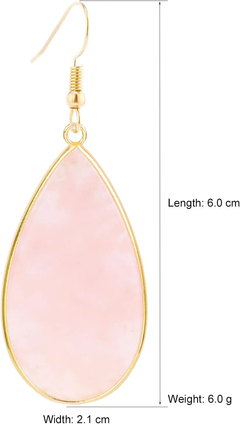 Natural Crystal Healing Stone Earrings Statement Teardrop Dangle Earrings for Women