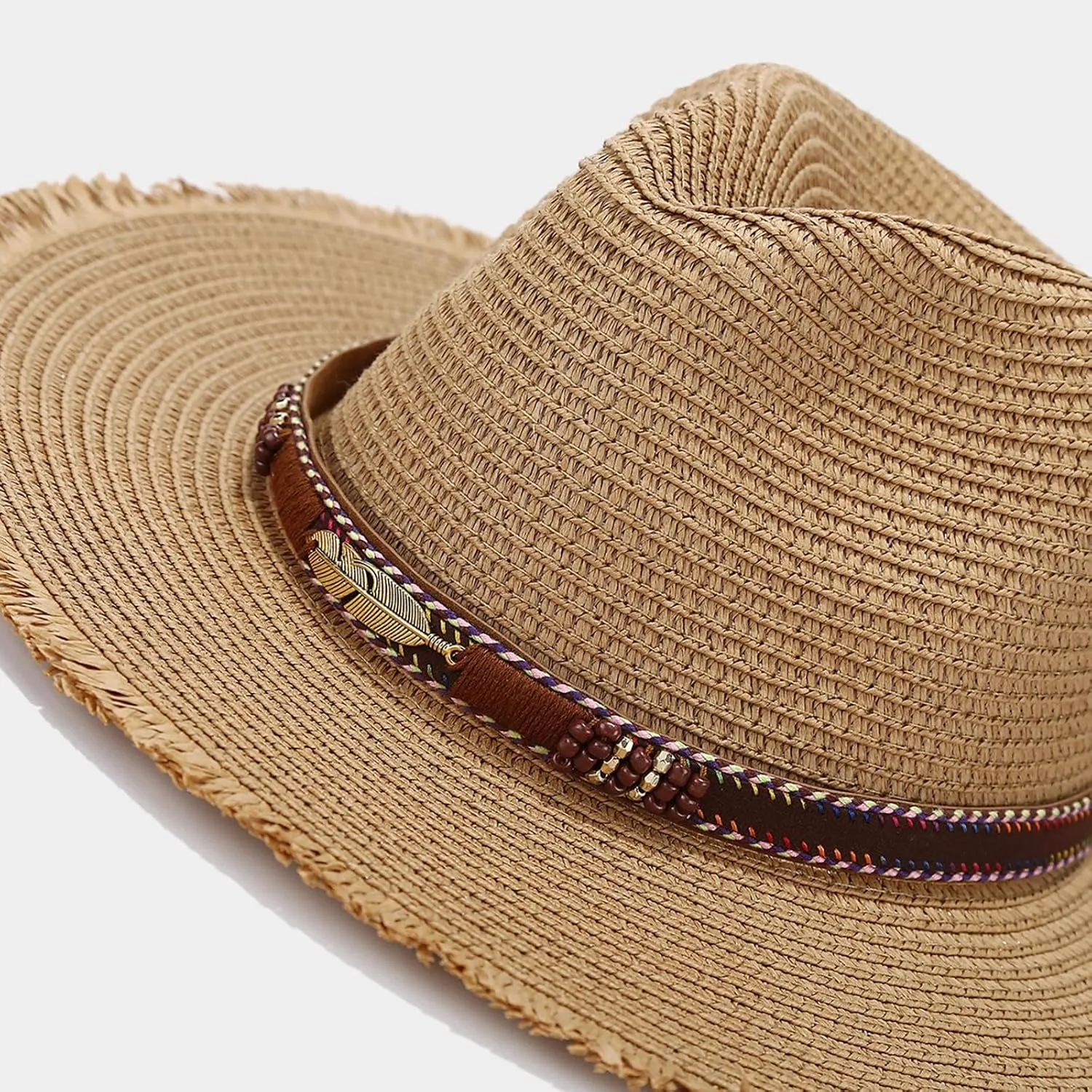 Panama Hat Men Womens Wide Brim Straw Hats Summer Sun Visors Ladies Beach Jazz Cap with Leather Belt