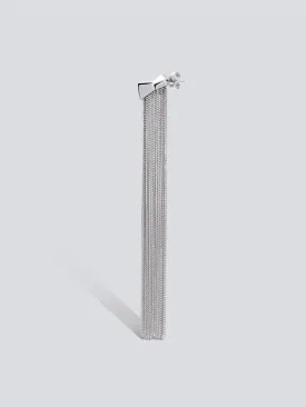 Partial Gem Long Tassel Earring